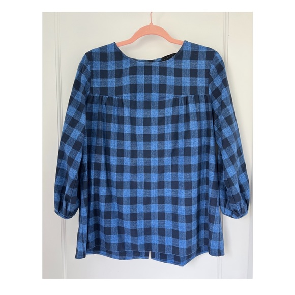 Hatch Collection, blue plaid Delfina Top sz 1 - Picture 2 of 4